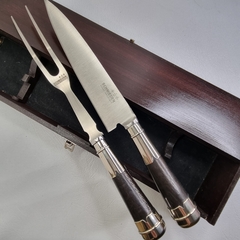 SET DE ASADO TENEDOR Y CUCHILLO CON ESTUCHE, ALPACA Y HOJA DE ACERO 18CM cod: TA300A - comprar online
