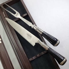 SET DE ASADO TENEDOR Y CUCHILLO CON ESTUCHE, ALPACA Y HOJA DE ACERO 18CM cod: TA300T - comprar online