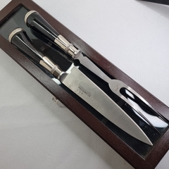 SET DE ASADO TENEDOR Y CUCHILLO CON ESTUCHE, ALPACA Y HOJA DE ACERO 18CM cod: TA300T en internet