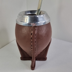 MATE DE CALABAZA, CUERO Y VIROLA DE ALUMINIO 6768A