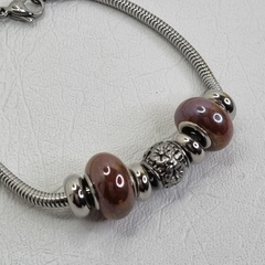 PULSERA DE ACERO QUIRÚRGICO, ESTILO PANDO CON DONAS 5967
