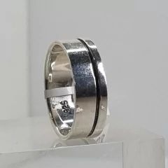 ANILLO DE PLATA 925 CON FRANJA NEGRA 6038 - comprar online