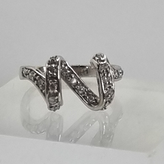ANILLO CINTA ONDAS CON CUBICS PAVEE ITALIANO COD 6179