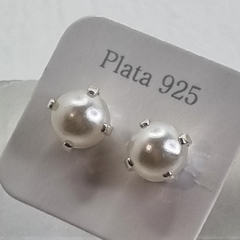 AROS DE PLATA CON PERLA ENGARZADA 6181 - comprar online