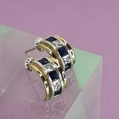 AROS PLATA Y ORO CON ZAFIROS Y CUBIC 6222