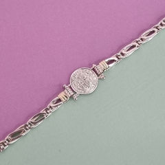 PULSERA PLATA MACIZA CON MEDALLA SAN BENITO 6214