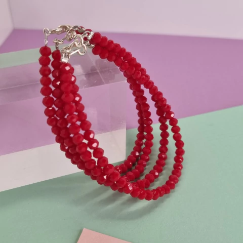 PULSERA CRISTAL DE MORAVIA Y PLATA ROJO INTENSO 6227