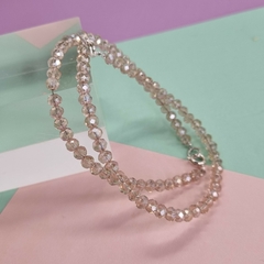 PULSERA CRISTAL DE MORAVIA Y PLATA CHAMPAGNE 6226