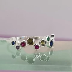 ANILLO ARCOIRS PLATA Y PIEDRAS 6013 - comprar online