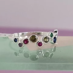 ANILLO ARCOIRS PLATA Y PIEDRAS 6013