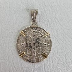 MEDALLA SAN BENITO PLATA 925 Y ORO 18K cod: J454 - comprar online