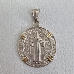 MEDALLA SAN BENITO PLATA 925 Y ORO 18K cod: J454