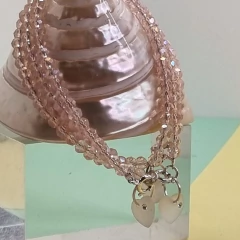 PULSERA DE PLATA CON DIJE, CRISTAL DE MORAVIA ROSA TORNASOL COD: 6387