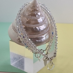PULSERA DE PLATA CON DIJE, CRISTAL DE MORAVIA BLANCO TORNASOL COD: 5735