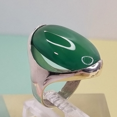 ANILLO PLATA Y JADE CABUJON OVAL GRANDE 6355