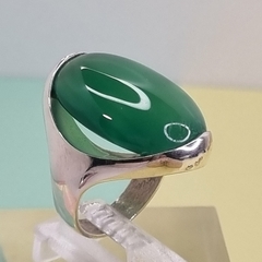 ANILLO PLATA Y JADE CABUJON OVAL GRANDE 6355 en internet