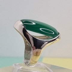 ANILLO PLATA Y JADE CABUJON OVAL GRANDE 6355 - comprar online