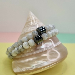 PULSERA UNISEX DE CARRARA Y HEMATITE COD: 6374