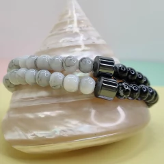 PULSERA UNISEX DE CARRARA Y AGATAS NEGRAS COD: 6369