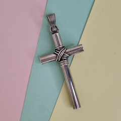 DIJE CRUZ DE PLATA NUDO FRANCISCANO 52×23mm COD: SK5660
