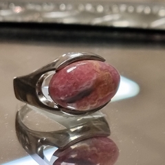 ANILLO DE PLATA Y RODOCROCITA CABUJON COD: 6378