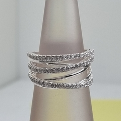 ANILLO PLATA CRUZADO PAVEE ITALIANO 6545 - comprar online