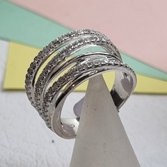 ANILLO PLATA CRUZADO PAVEE ITALIANO 6545