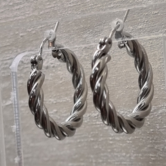 AROS ACERO QUIRURGICO ESTILO ARGOLLA ITALIANA TORZADA 6554