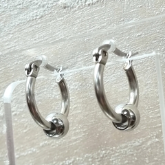 AROS ARGOLLA TAI ACERO BLANCO CON BOLITA 6556