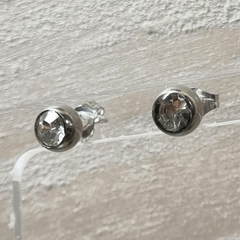 AROS ACERO BOLITA CON CUBIC CENTRAL ACERO ITALIANO 6560