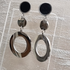AROS DE ACERO QUIRURGICO COLGANTES CON ESMALTE NEGRO J6553