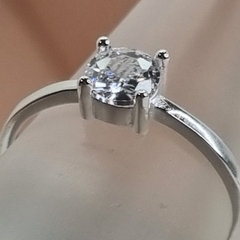 ANILLO SOLITARIO CUBIC Y PLATA 6525