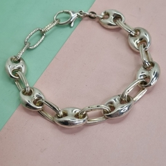 PULSERA PLATA CON ESLABONES ESTILO GUCCI 9353 - comprar online