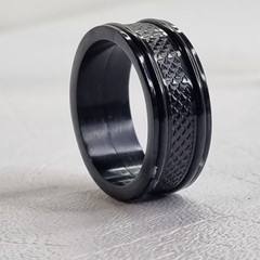 ANILLO ACERO ANODIZADO NEGRO HOMBRE ITALIANO 4002