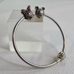 PULSERA ESCLAVA ESTILO PANDORA CON CHARM MINNI Y MICKEY DISNEY 9025K