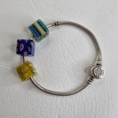 PULSERA ESTILO PANDORA PLATA CON 3 MURINAS ITALIA 6839 - comprar online