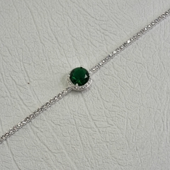 PULSERA DE PLATA 925 CON ESMERALDA Y CUBICS COD: 7023K - comprar online