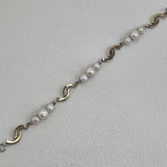PULSERA DE PLATA 925 Y ORO 18K CON PERLAS NATURALES DE RIO COD: 7022K en internet