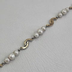 PULSERA DE PLATA 925 Y ORO 18K CON PERLAS NATURALES DE RIO COD: 7022K