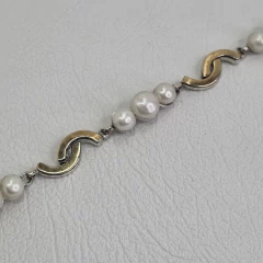 PULSERA DE PLATA 925 Y ORO 18K CON PERLAS NATURALES DE RIO COD: 7022K - comprar online