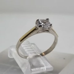 ANILLO SOLITARIO PLATA Y ORO 6924K en internet