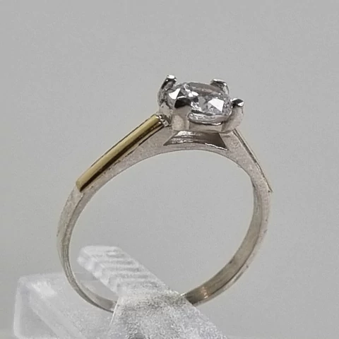 ANILLO SOLITARIO PLATA Y ORO 6924K
