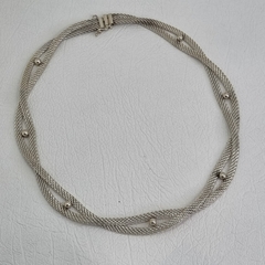 GARGANTILLA DE PLATA TEJIDA ESTILO RETRO ITALIANA COD: 8047K en internet