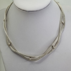 GARGANTILLA DE PLATA TEJIDA ESTILO RETRO ITALIANA COD: 8047K