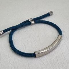 PULSERA HILO COLOR PETROLEO Y ACERO MODELO SOHO COD: 6054 - comprar online