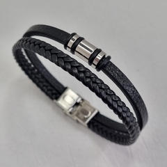 PULSERA DE CUERO Y ACERO QUIRÚRGICO COD: 6985