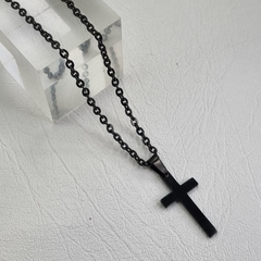 CADENA Y CRUZ ACERO NEGRO COD 7010K