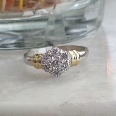 ANILLO PLATA CON DETALLES DE ORO Y CUBICS 6928