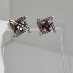 AROS DE PLATA 925 CON TOPACIO AHUMADO CUBICS Y MARCASITAS COD: K7000 - comprar online