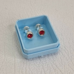 AROS ABRIDORES DE PLATA 925 CON CUBICS ROJO